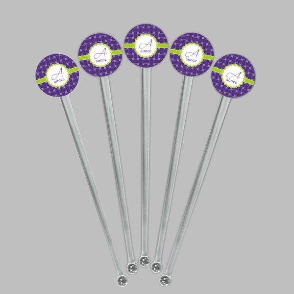 Waffle Weave Clear Plastic 7" Stir Stick - Round - Fan View