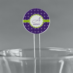 Waffle Weave 5.5" Round Plastic Stir Sticks - Clear (Personalized)