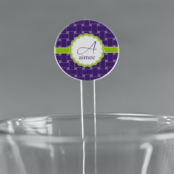 Custom Waffle Weave 7" Round Plastic Stir Sticks - Clear (Personalized)