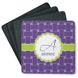 Waffle Weave Square Rubber Backed Coasters - Set of 4 (Personalized)