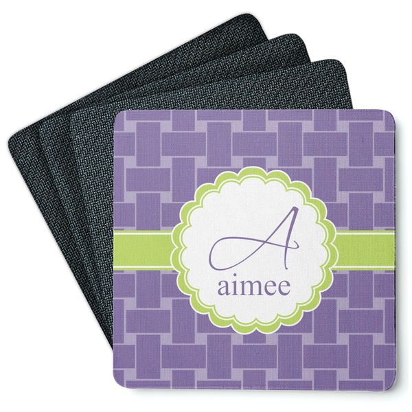 Custom Waffle Weave Square Rubber Backed Coasters - Set of 4 (Personalized)