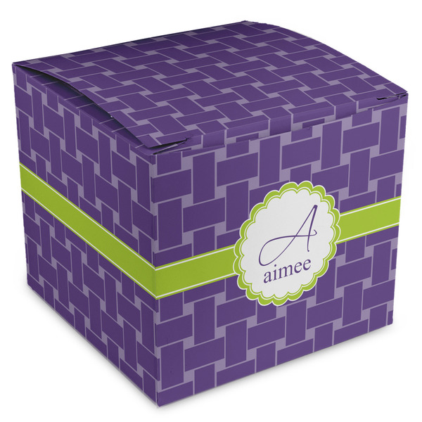 Custom Waffle Weave Cube Favor Gift Boxes (Personalized)