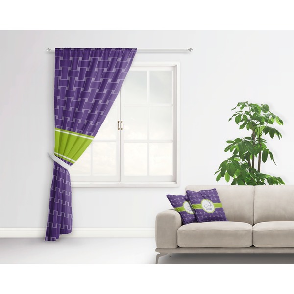 Waffle Weave Curtain With Window and Rod - in Room Matching Pillow
