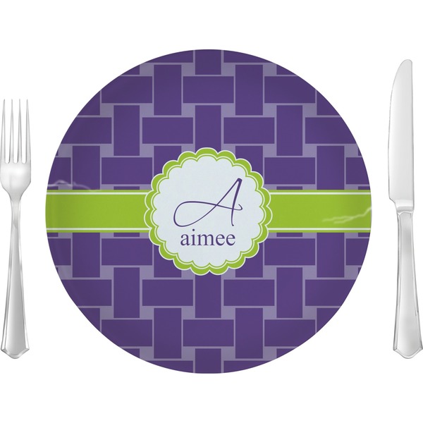Custom Waffle Weave 10" Glass Lunch / Dinner Plates - Single or Set (Personalized)