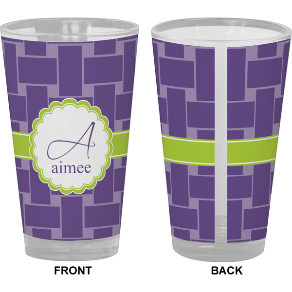 Waffle Weave Pint Glass - Full Color - Front & Back Views