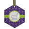 Waffle Weave Flat Glass Ornament - Hexagon w/ Name and Initial