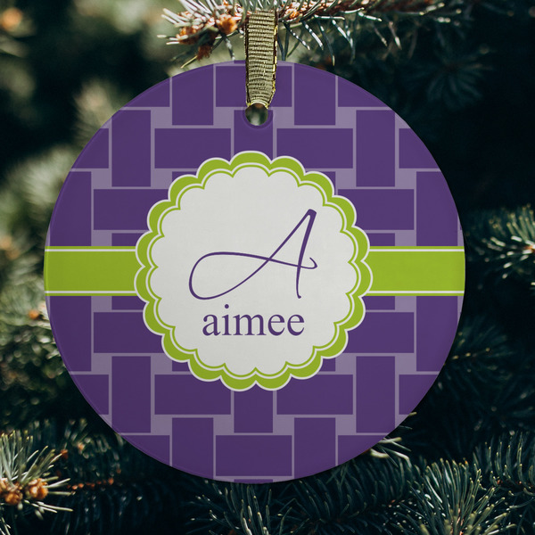 Waffle Weave Frosted Glass Ornament - Round (Lifestyle)