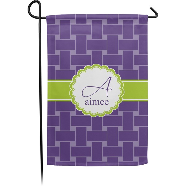 Custom Waffle Weave Small Garden Flag - Double Sided w/ Name and Initial
