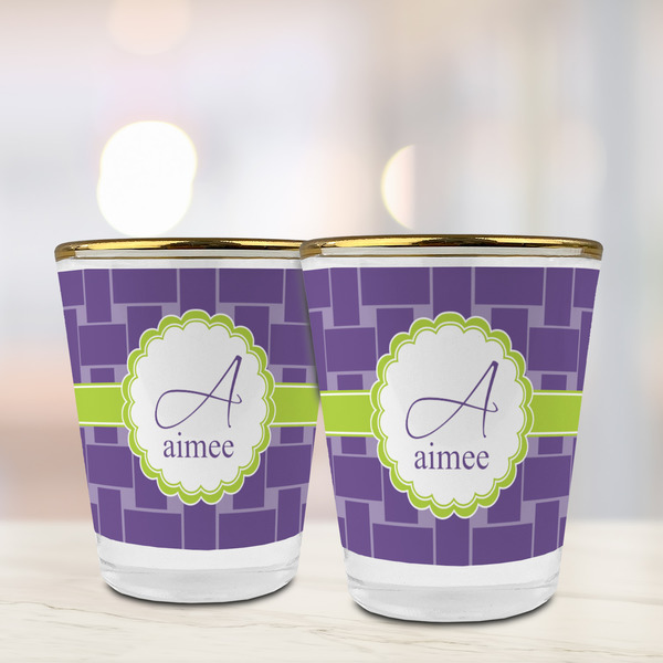 Waffle Weave Glass Shot Glass - with gold rim - LIFESTYLE