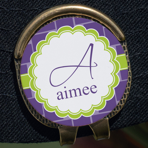 Waffle Weave Golf Ball Marker Hat Clip - Gold - Close Up