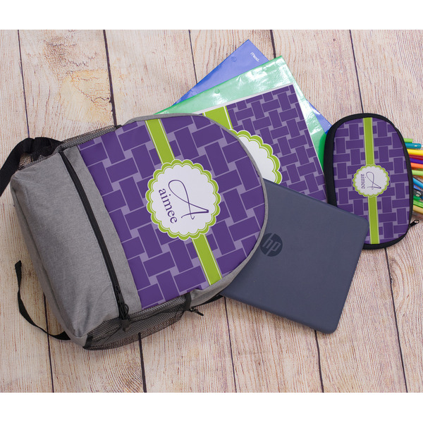 Waffle Weave Large Backpack - Gray - With Stuff