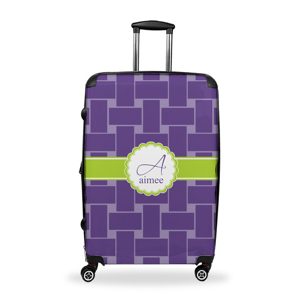 Custom Waffle Weave Suitcase - 28" Large - Checked w/ Name and Initial