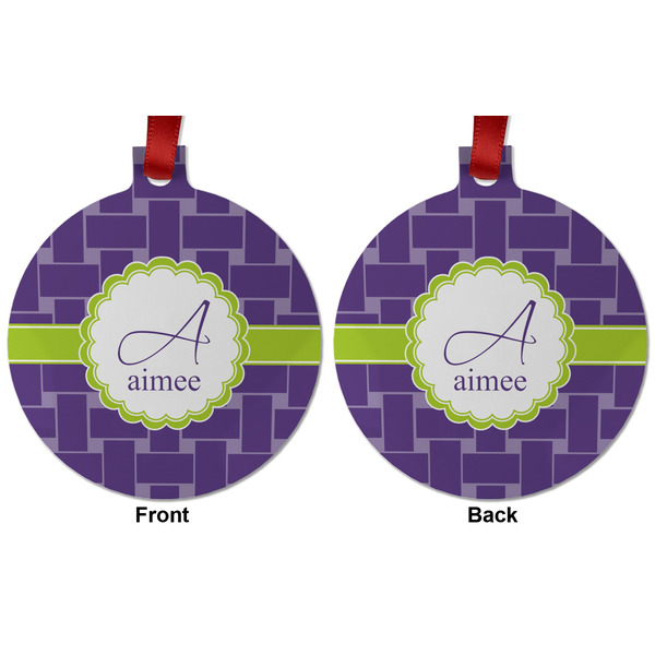 Waffle Weave Metal Ball Ornament - Front and Back
