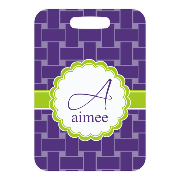 Waffle Weave Metal Luggage Tag - Front Without Strap