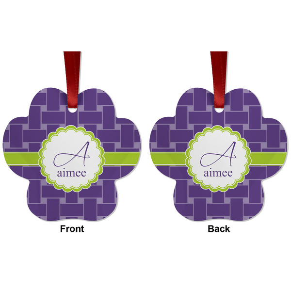 Waffle Weave Metal Paw Ornament - Front and Back