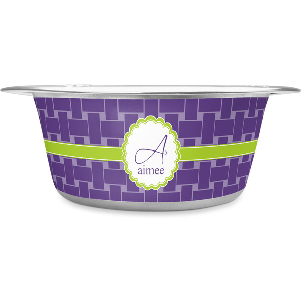 Custom Waffle Weave Stainless Steel Dog Bowl - Medium (Personalized)