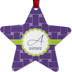 Waffle Weave Metal Star Ornament - Double Sided w/ Name and Initial
