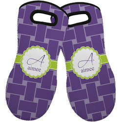 Waffle Weave Neoprene Oven Mitts - Set of 2 w/ Name and Initial