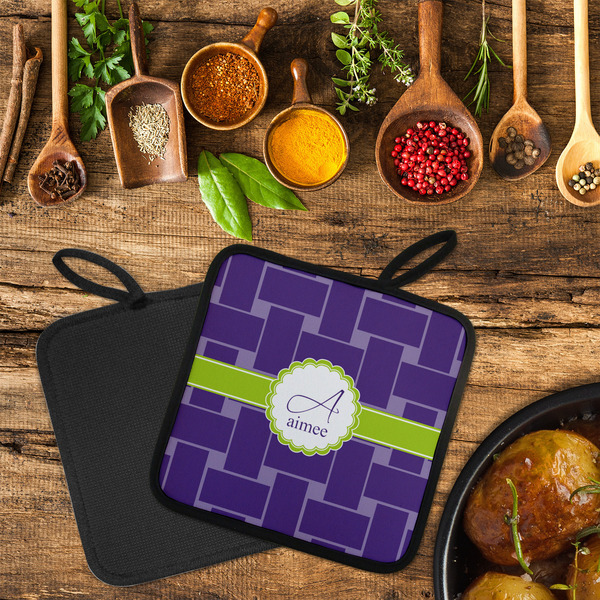 Waffle Weave Neoprene Pot Holder - Set of 2  LIFESTYLE (Flatlay)