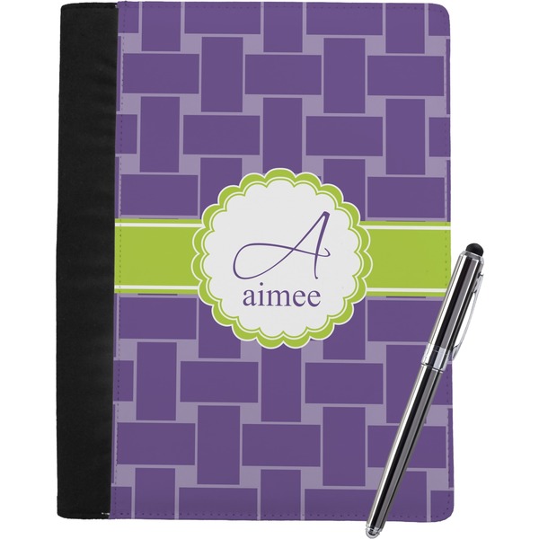 Custom Waffle Weave Notebook Padfolio - Large w/ Name and Initial