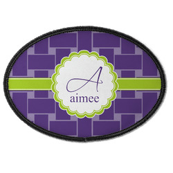 Waffle Weave Iron On Oval Patch w/ Name and Initial