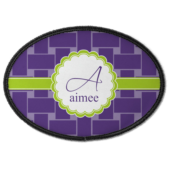 Custom Waffle Weave Iron On Oval Patch w/ Name and Initial
