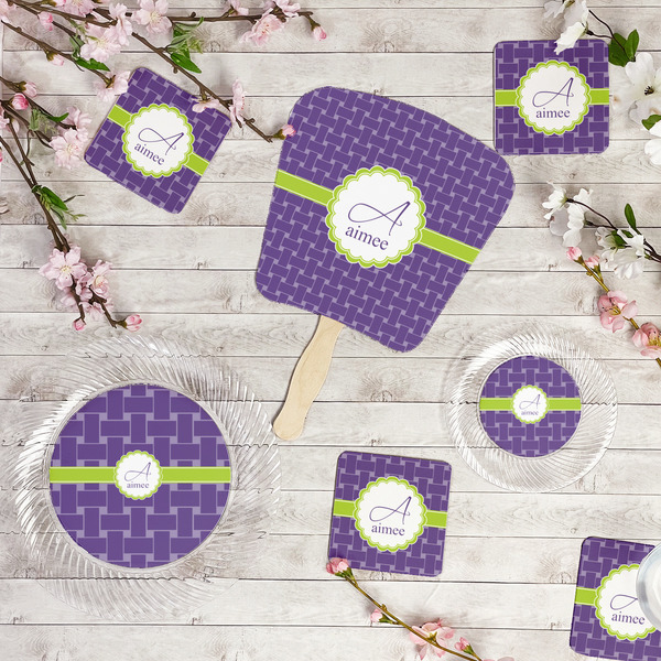 Waffle Weave Party Supplies Combination Image - All items - Plates, Coasters, Fans