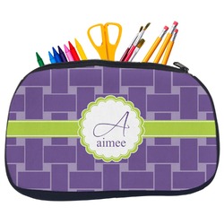 Waffle Weave Neoprene Pencil Case - Medium w/ Name and Initial