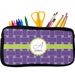 Waffle Weave Neoprene Pencil Case - Small w/ Name and Initial