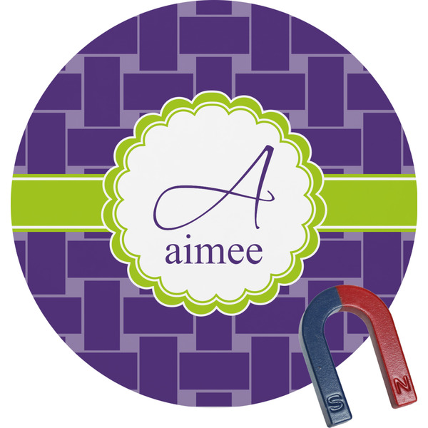 Custom Waffle Weave Round Fridge Magnet (Personalized)