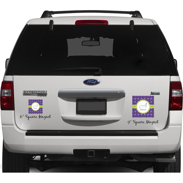Waffle Weave Personalized Square Car Magnets on Ford Explorer