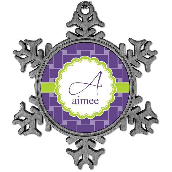 Custom Waffle Weave Vintage Snowflake Ornament (Personalized)