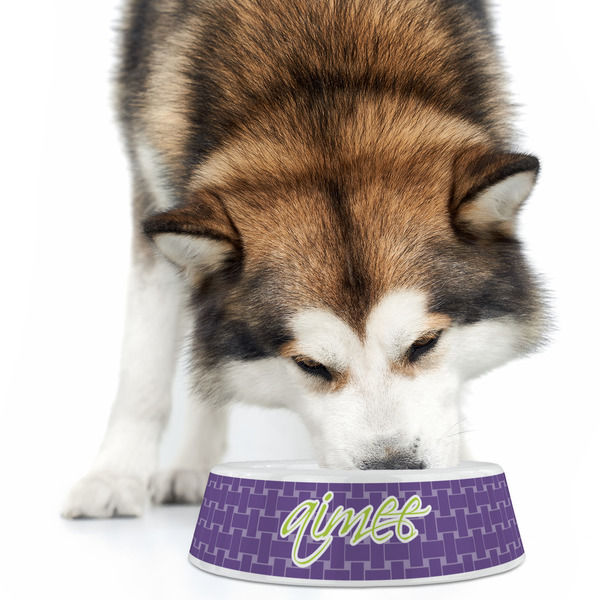 Waffle Weave Plastic Pet Bowls - Large - LIFESTYLE