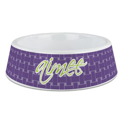 Waffle Weave Plastic Dog Bowl - Large (Personalized)