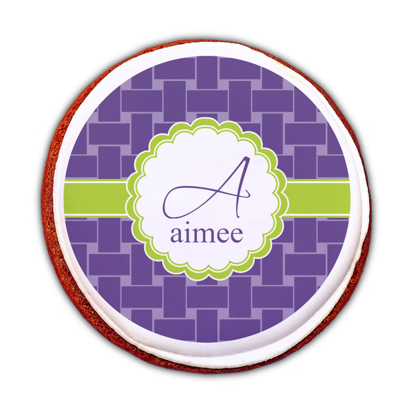 Waffle Weave Printed Icing Circle - Medium - On Cookie