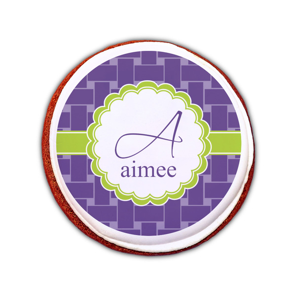 Waffle Weave Printed Icing Circle - Small - On Cookie