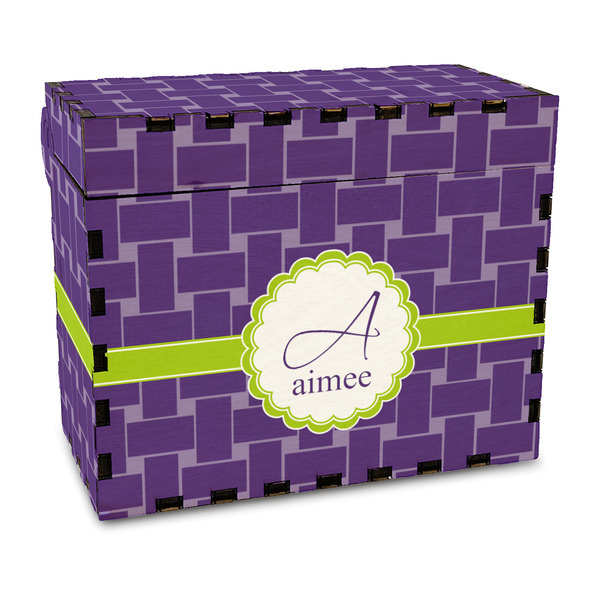 Custom Waffle Weave Wood Recipe Box - Full Color Print (Personalized)