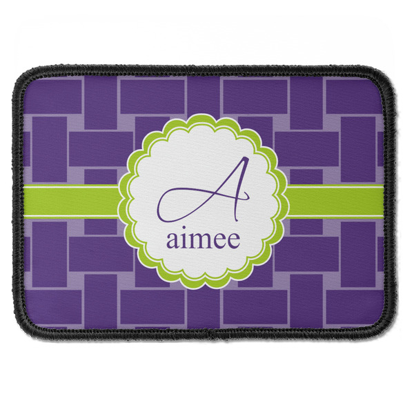 Custom Waffle Weave Iron On Rectangle Patch w/ Name and Initial