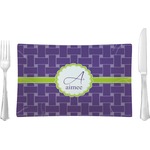 Waffle Weave Rectangular Glass Lunch / Dinner Plate - Single or Set (Personalized)