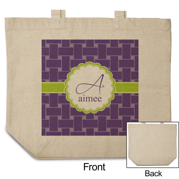 Waffle Weave Reusable Cotton Grocery Bag - Front & Back View