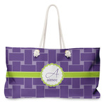 Waffle Weave Large Tote Bag with Rope Handles (Personalized)