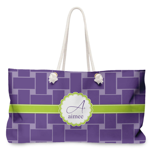 Custom Waffle Weave Large Tote Bag with Rope Handles (Personalized)