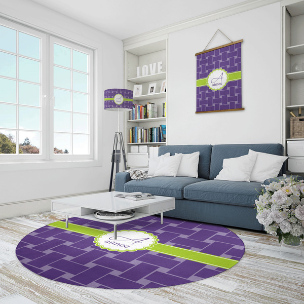 Waffle Weave Round Area Rug - IN CONTEXT