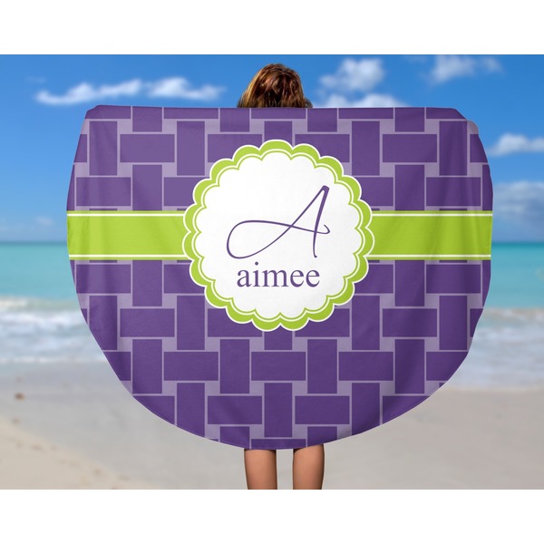 Waffle Weave Round Beach Towel - In Use