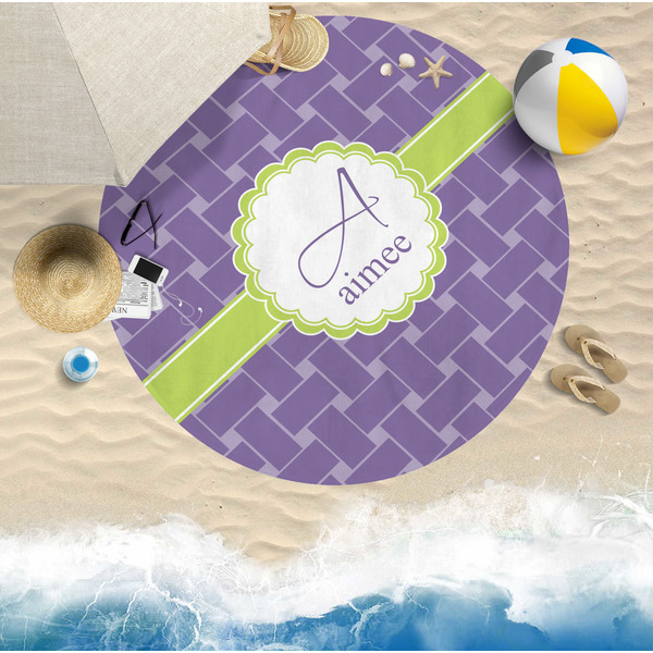 Waffle Weave Round Beach Towel Lifestyle