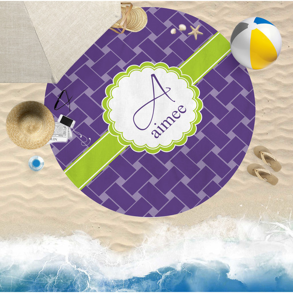 Waffle Weave Round Beach Towel Lifestyle