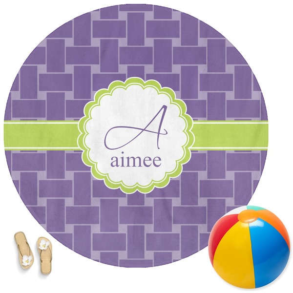 Custom Waffle Weave Round Beach Towel (Personalized)