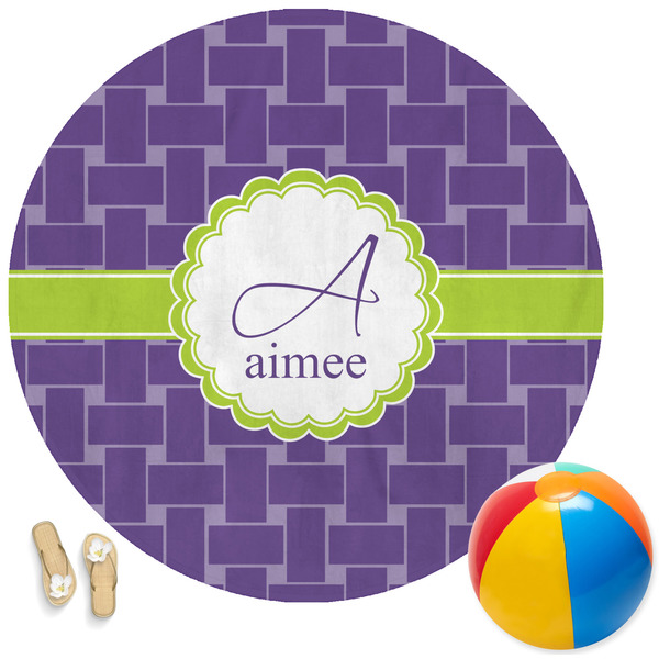 Custom Waffle Weave Round Beach Towel (Personalized)