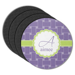 Waffle Weave Round Rubber Backed Coasters - Set of 4 (Personalized)