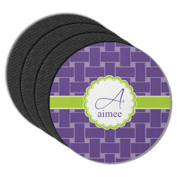Waffle Weave Round Rubber Backed Coasters - Set of 4 (Personalized)